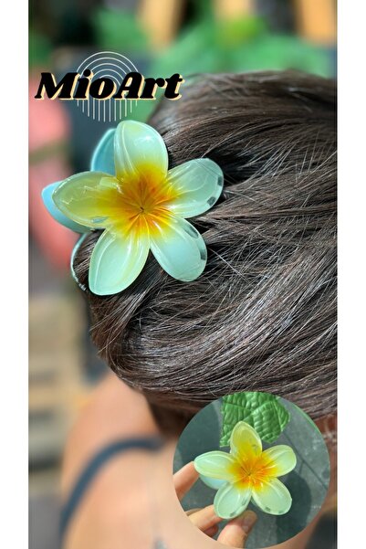 MioArt Xl Aloha Hibiscus Çiçek Lotus Saç Toka & Çevre Dostu & Yüksek Kalite & Yaz Koleksiyonu Mandal Toka