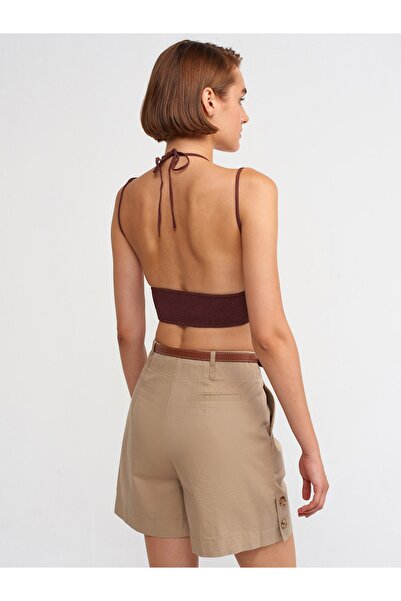 Dilvin 71162 Kemerli Şort-Bej