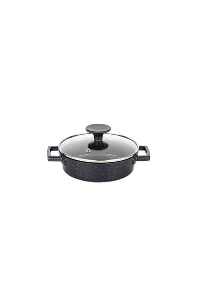Tantitoni Cast Non-Stick Coated Induction Base Purple Mini Shallow Pot 16cm
