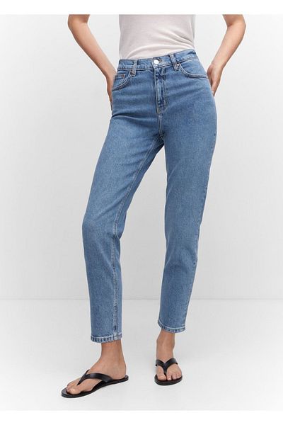 MANGO Woman Blugi Mom Comfort cu talie înaltă