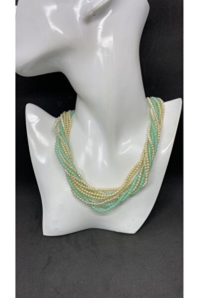 Porsuk Alternatif قلادة نسائية متعددة مصنوعة يدويًا من الزجاج التشيك المطلي ب...