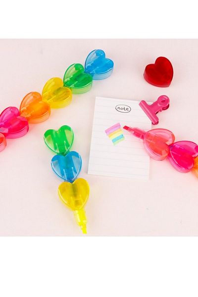 NaSaDAN Heart Shaped 6 Color Highlighter Set