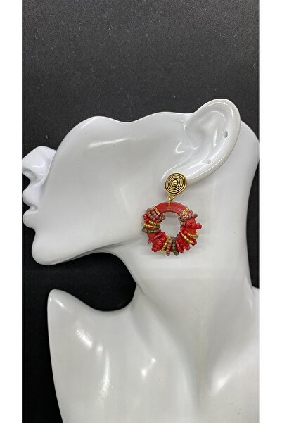 Porsuk Alternatif حلقة خشبية مصنوعة يدوياً على أقراط نسائية من الخرز