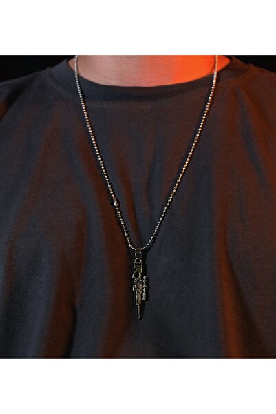 EZG Business Awp Snıper Model Ball Chain Silver Design Necklace