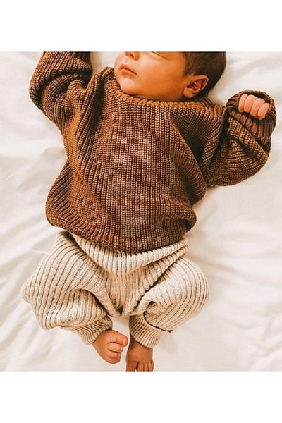BEBEĞİME ÇORAP Baby Boy-Child/Baby Girl-Child Crew Neck Oversize Knitwear Sweater