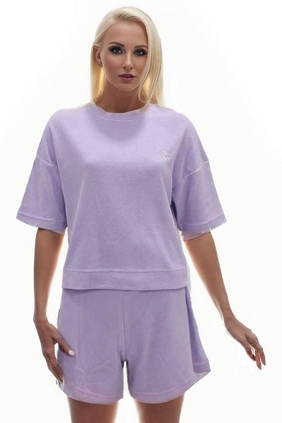 MY STAR HOME Cotton 2-Piece Embroidered Towel Shorts & T-shirt Set