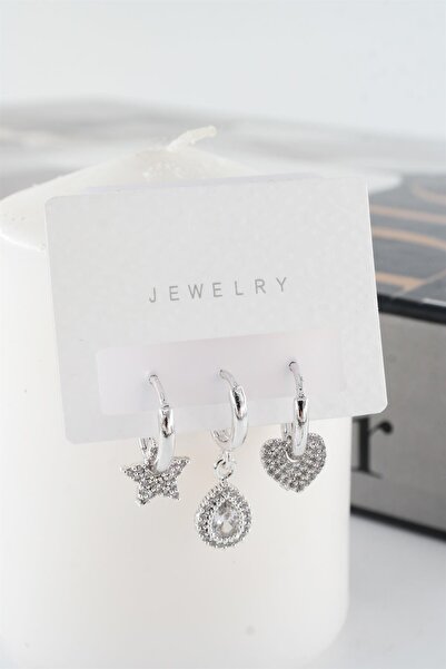 By Zeyna Aksesuar طقم أقراط نسائي من سلسلة Vip بتصميم قلب ونجمة هيليكس مكون م...