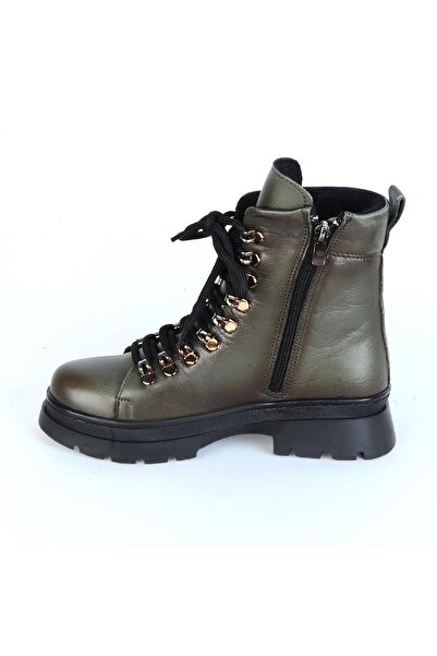 Bulldozer 240804-Z Green Fur Leather Women's Flat Boots