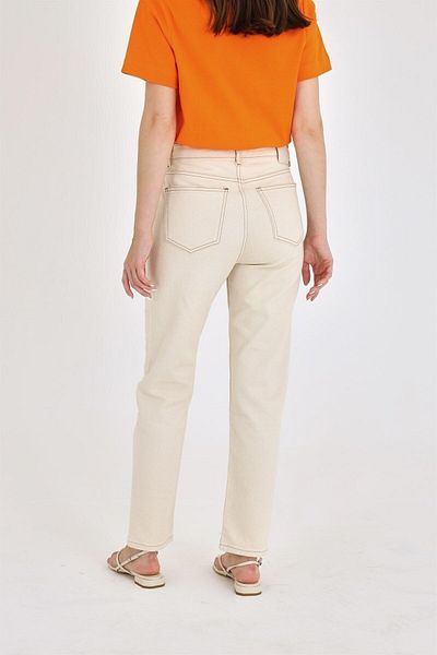 MAKRAS EXCLUSIVE Εύκαμπτο τζιν παντελόνι Penelope High Waist Lycra Ecru Mom Jeans