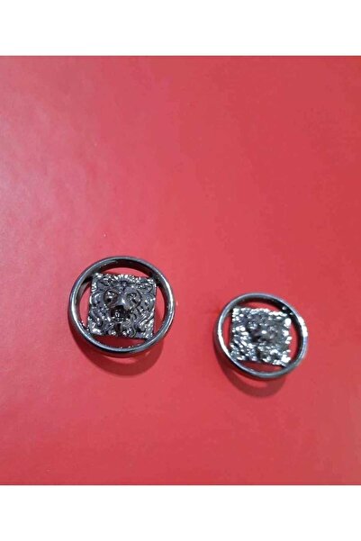 İMREN AKSESUAR تصميم مخصص 2 سم رأس أسد أسود زر معدني نيكل مجاني 1 حزمة 2 قطعة