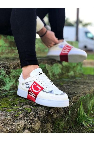 BPM Pantofi casual pentru bărbați Wagoon WG202 alb roșu