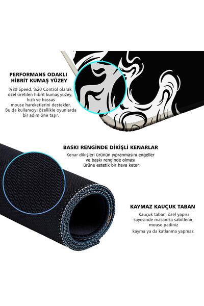 PORGE Gaming Mouse Pad 90x40 XXL Büyük Mouse Pad Siyah Ejder Oyuncu Mousepad
