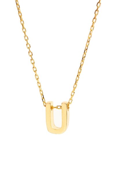 Şimal Silver 925 Ayar Gümüş Sarı Zincir U Harf Kolye