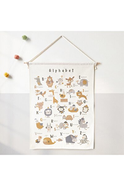 Jüppo İngilizce Alfabe Duvar Örtüsü, Organik Pamuk Kumaş