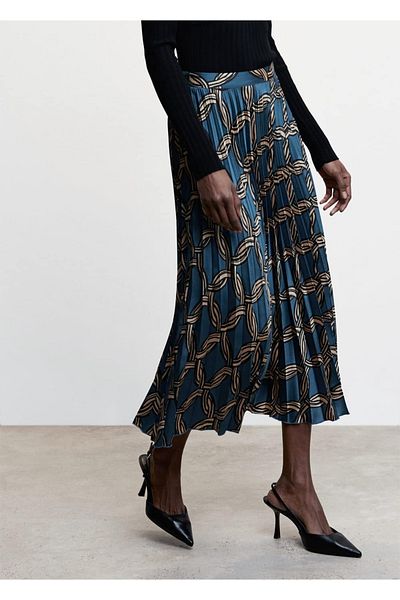 MANGO Woman Fustă plisată cu model geometric