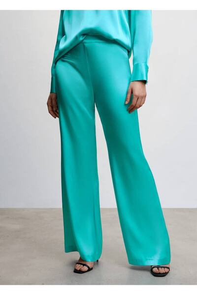 MANGO Woman Σατέν Παντελόνι Palazzo