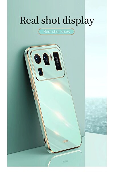 Rivor Xiaomi Mi 11 Ultra Uyumlu Kılıf Parlak Kenarlı Altın Işlemeli Kamera Ko...