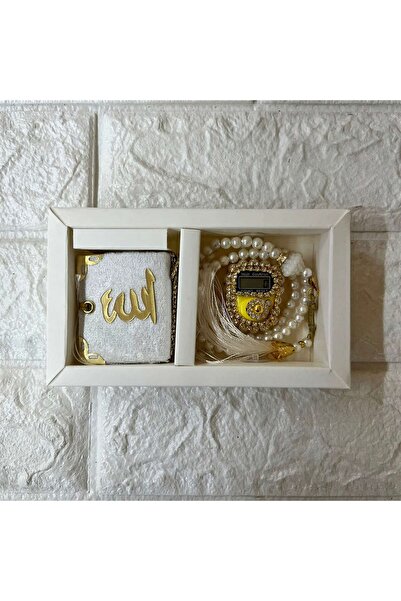 ZERO LAND Set cadou alb - Zikirmatik și mărgele de rugăciune perle cu mini Co...