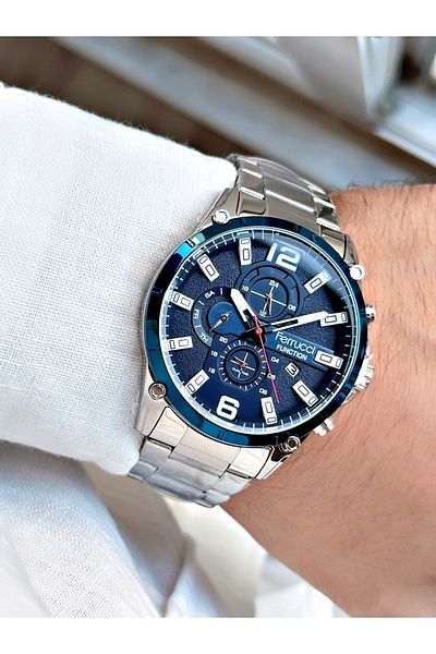 Ferrucci Silver Silver Color Functions Active Sports Steel Strap Men's Wristwatch + BRACELET WITH GIFT