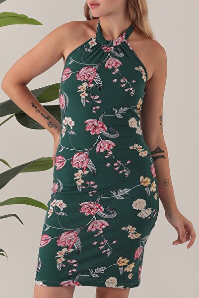 Avones Γυναικείο φόρεμα με λαιμόκοψη με λαιμόκοψη με λαιμόκοψη σε κόκκινο χρώμα