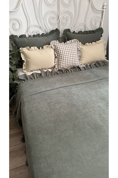 Decamor home Cuvertură de pat vintage cu volane, verde, dublă