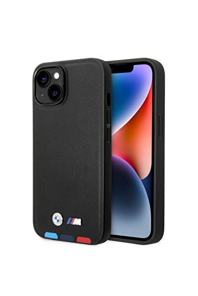 BMW Iphone 14 Uyumlu Orjinal Lisanslı Ürün Kılıf Magsafe Şarj Özellikli Pu Deri Logolu Dizayn Kapak