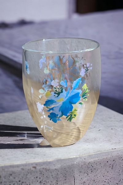 NuBuTu Double Claret Patterned Soft Drink Cup, Patterned Water Cup 300 ml