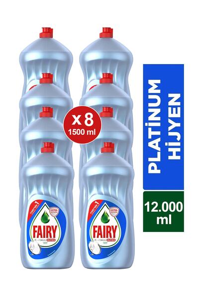 Fairy Platinum Hijyen 12.000 ml ( 1500 X 8 ) Sıvı Bulaşık Deterjanı Fırsat Paketi