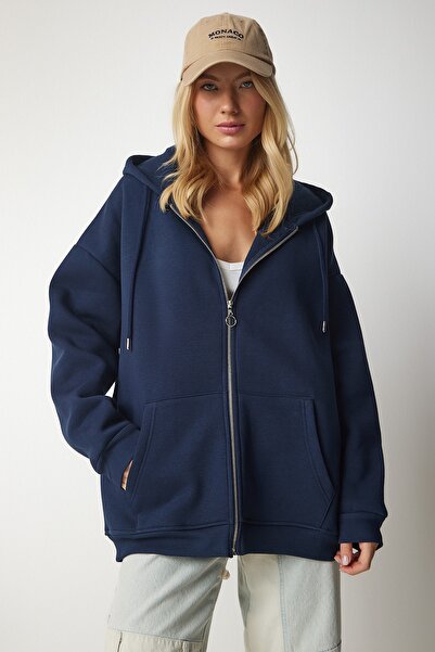 Happiness İstanbul Γυναικείο μπλουζάκι με φερμουάρ με φερμουάρ γυναικείο φούτερ UB00124