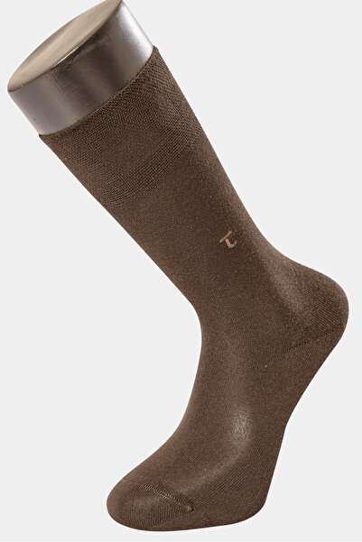 TÜREN Türen 9101 Мъжки бамбукови чорапи без шарки, 6 чифта - кафяви