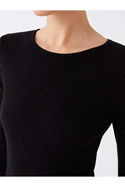 LC Waikiki Dámské úpletové šaty s vlastním vzorem s dlouhým rukávem