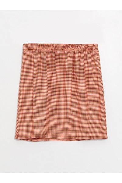LC Waikiki LCW Kids Girls&#39; Skirt with Elastic Waist Houndstooth Pattern