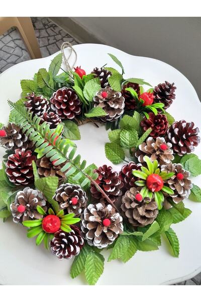 sfs elektrik Door Ornament Cone Yilbası Wreath Floral Pomegranate