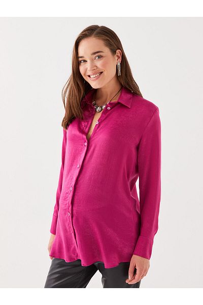 LC Waikiki Schlichtes Langarm-Umstandsshirt aus Satin