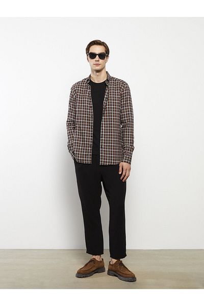 LC Waikiki Cămașă pentru bărbați în carouri cu mânecă lungă, slim fit