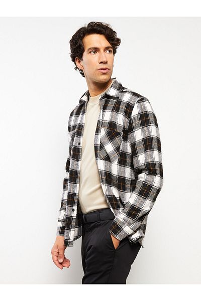 LC Waikiki Plaid Patterned Long Sleeve Gabardine Men's Shirt - Regular Fit