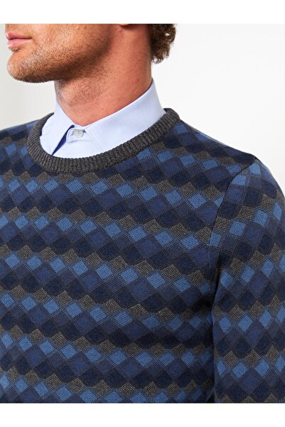 LC Waikiki Pulover pentru bărbați, cu mânecă lungă, cu decolteu, cu model în carouri