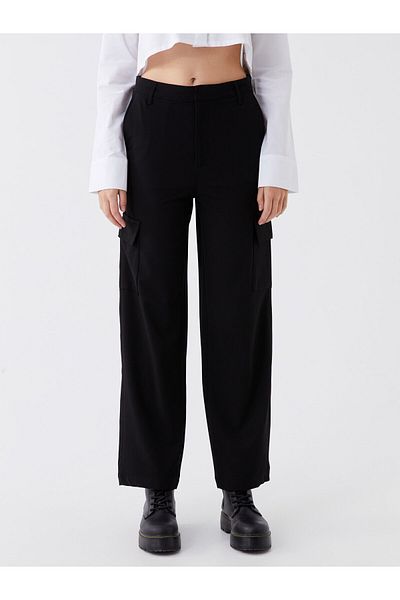 LC Waikiki Dámské cargo kalhoty Slim Fit Straight Wide Leg