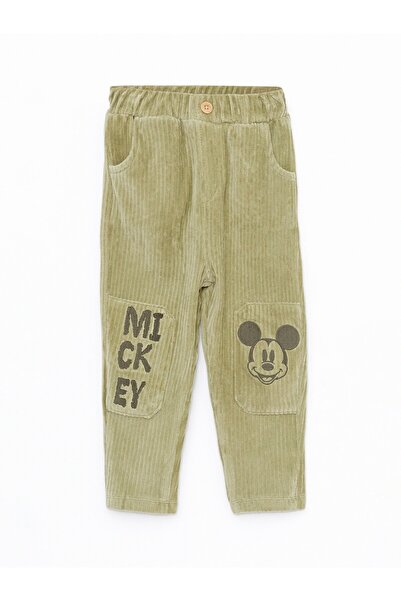 LC Waikiki Elastische Taille, Mickey-Mouse-Stickerei, detaillierte Baby-Samthose für Jungen