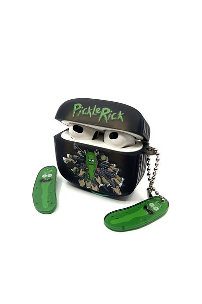 ZenAI Airpods 3rd Generation Compatible Popular Fantastic Character Rick Pickle Black Gift Case
