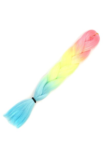 KONAK PERUK Glitter Fuchsia / Neon Yellow / Light Blue Ombre Braiding Hair 100 Gr