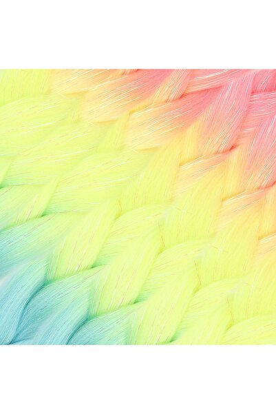 KONAK PERUK Glitter Fuchsia / Neon Yellow / Light Blue Ombre Braiding Hair 100 Gr
