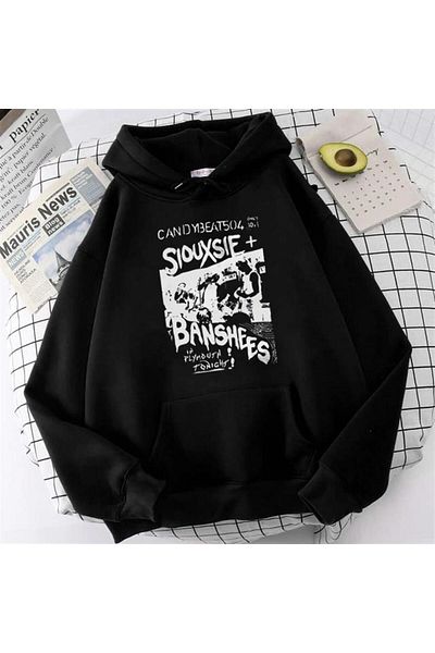 Touz Φούτερ με κουκούλα Siouxsie Banshees με στάμπα μαύρου Unisex