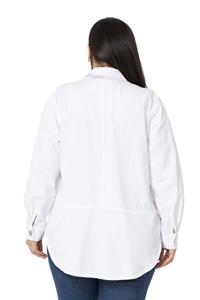 DISENTIS MODEST Λευκό πουκάμισο Gabardine σε μεγάλο μέγεθος