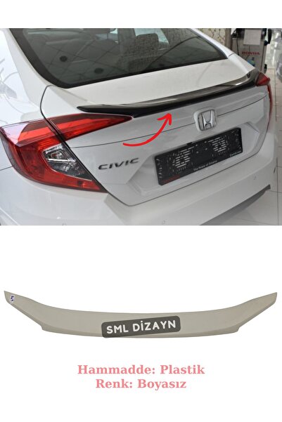 SML Dizayn Honda Civic Fc5 (2016-2021) Anatomik Spoiler (Plastik) BOYASIZ Civ...