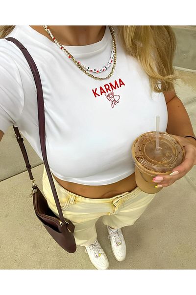 Jose Clothing ΓΥΝΑΙΚΕΙΟ ΚΟΝΤΟΜΑΝΙΚΙ ΛΕΥΚΟ ΤΥΠΩΜΕΝΟ CROP TOP BLUZ