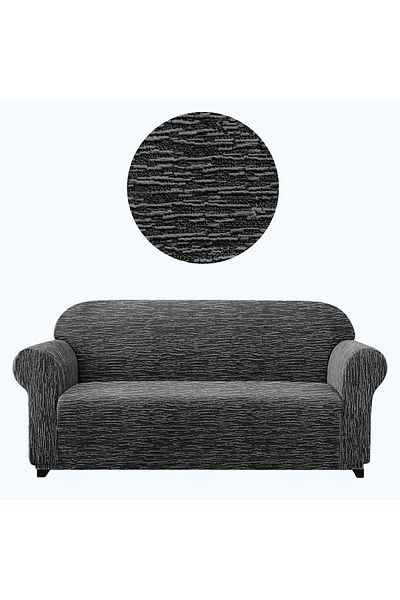 SAHİBNUR Jacquard Armchair Couch Sofa Bed Cover Rod Pattern Stretchy Skirtless for 1Pc 3 Seater Seat Cover