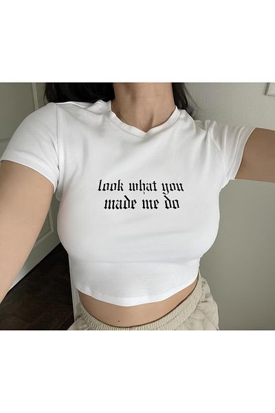 Jose Clothing ΓΥΝΑΙΚΕΙΟ ΚΟΝΤΟΜΑΝΙΚΙ ΛΕΥΚΟ ΤΥΠΩΜΕΝΟ CROP TOP BLUZ