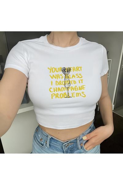 Jose Clothing ΓΥΝΑΙΚΕΙΟ ΚΟΝΤΟΜΑΝΙΚΙ ΛΕΥΚΟ ΤΥΠΩΜΕΝΟ CROP TOP BLUZ