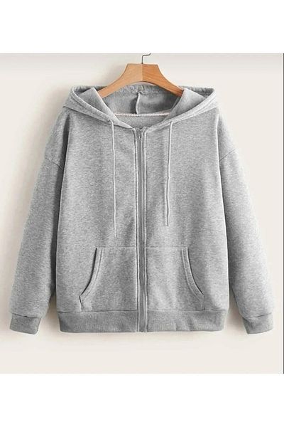 FATELLA Unisex Hooded Zipper Pocket Thin Combed Cotton Basic School Sweatshirt Cardigan